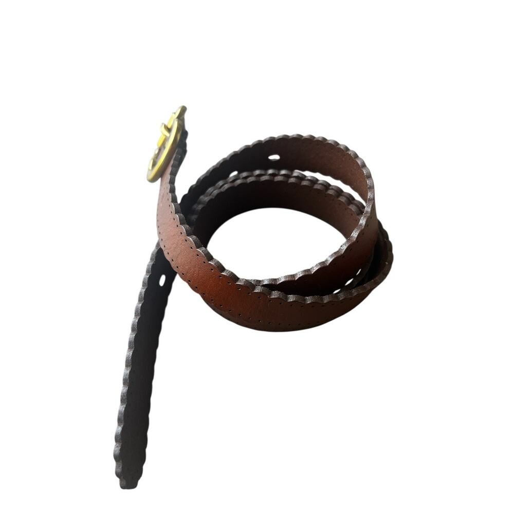 Fossil Women’s Leather Belt Brown Tan Scallop Edge Medium - Picture 5 of 5